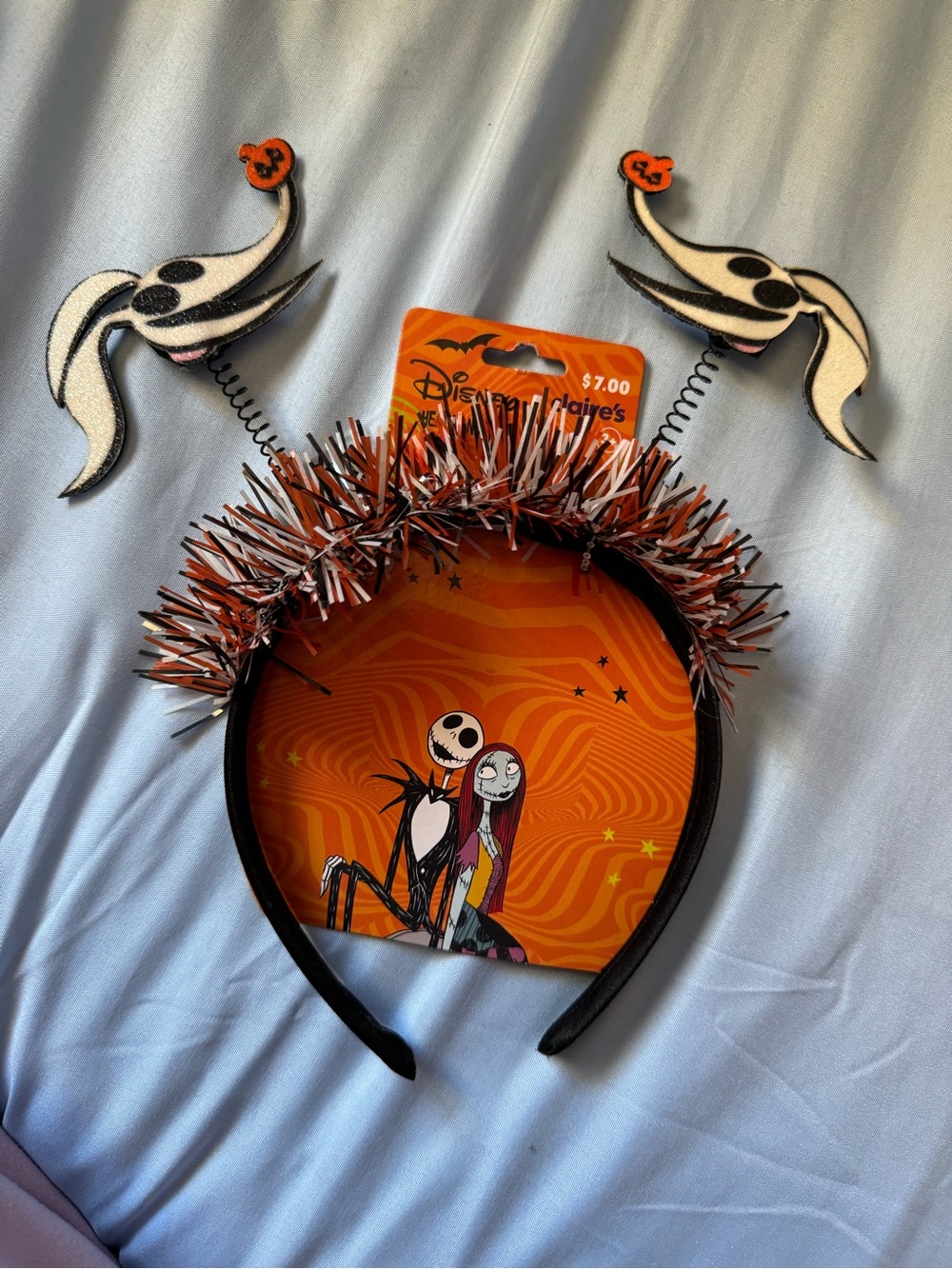 Claire's Halloween Orange, Black & White Tinsel Jack Skellington Headband